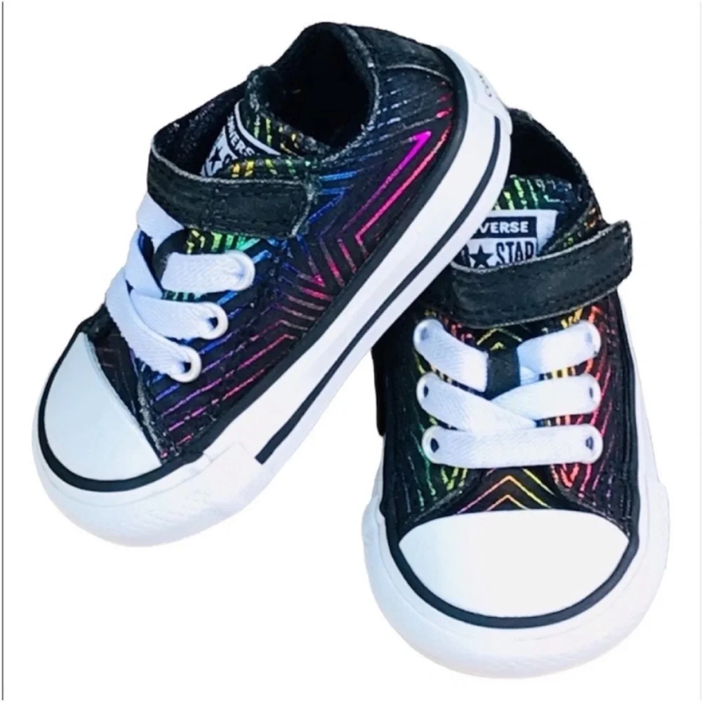 Converse All Of Star Infant Toddler Multi Color Metallic Lace Up Shoes Size 3